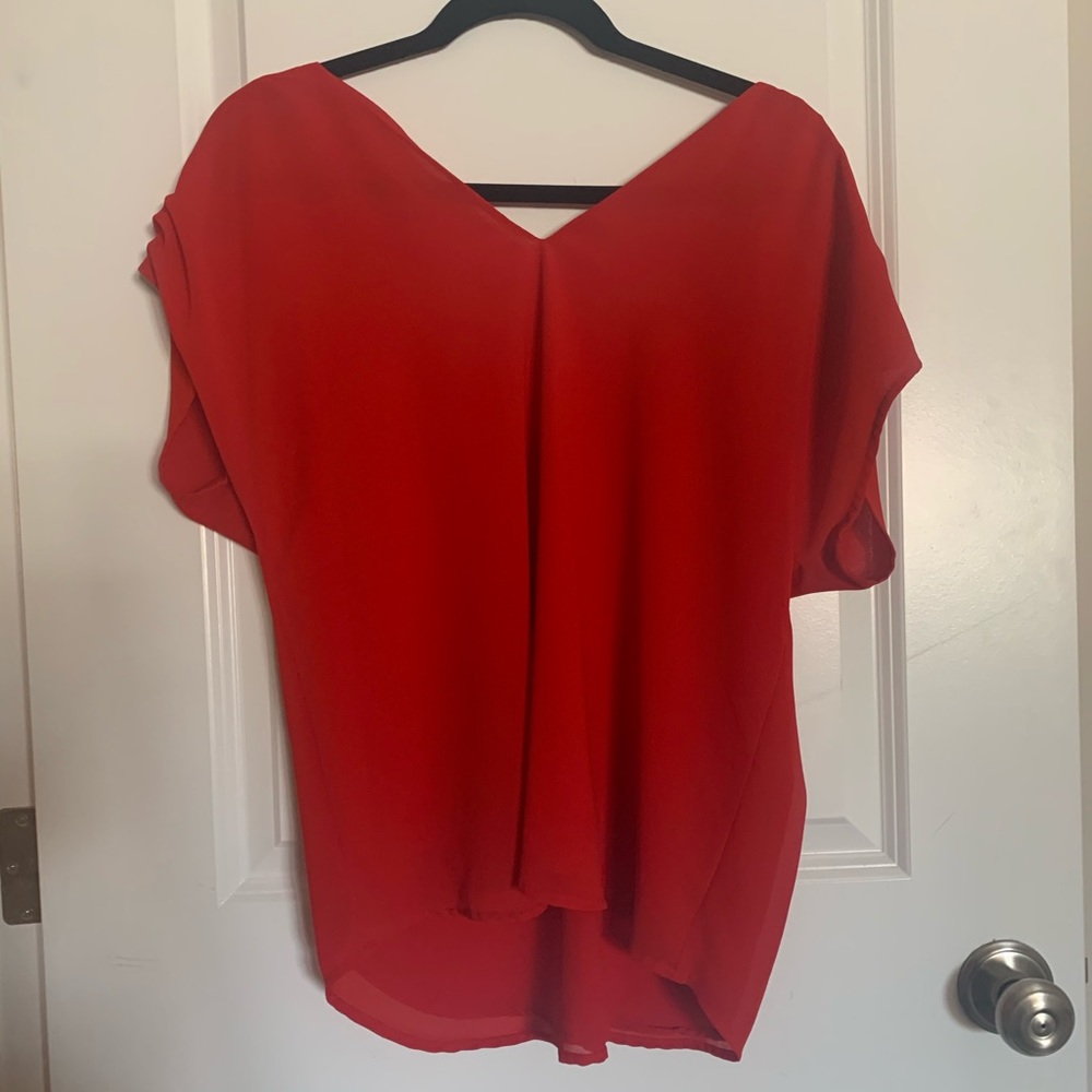 Cold shoulder red top.